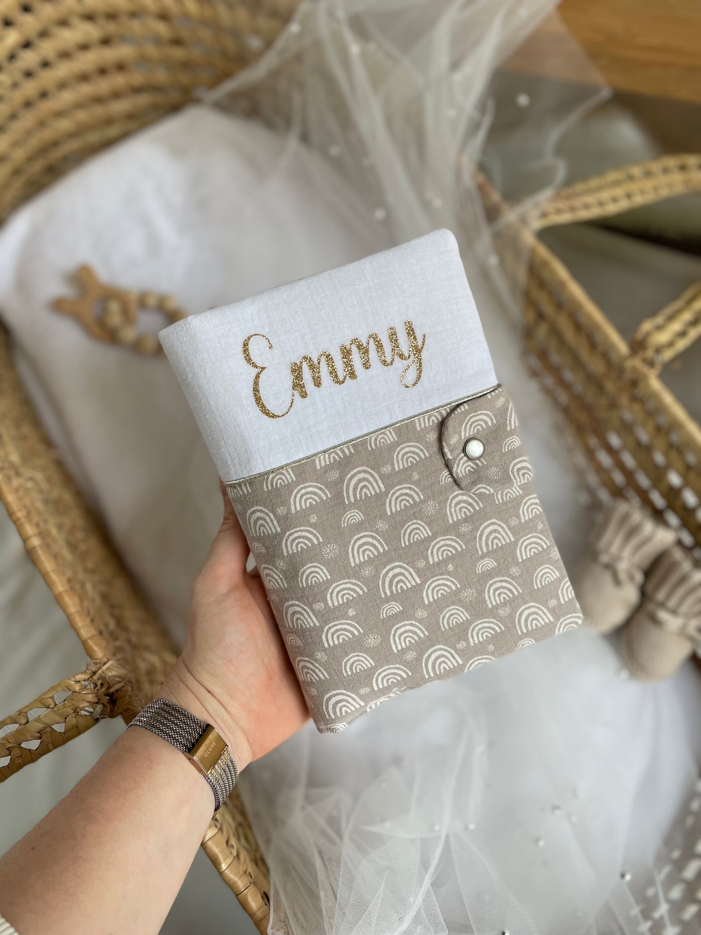 Ensemble Mini Doux – Protège-carnet & Bonnet ourson