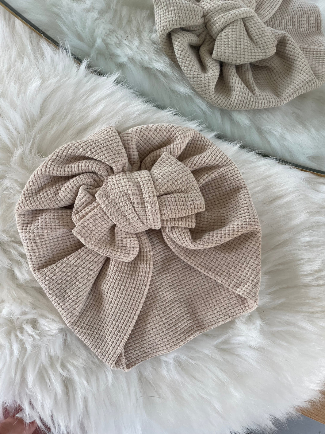 Turban nid d’abeille beige